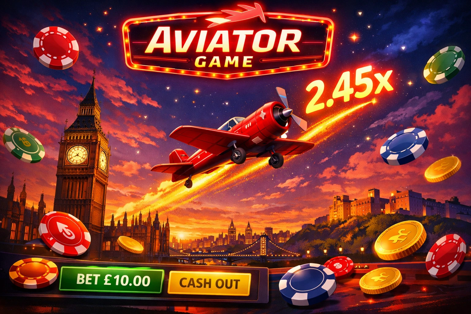 Aviator crash game with rising multiplier on 10cric casino