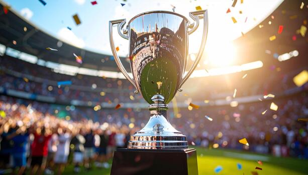Golden championship trophy with cricket ball for 10cric major sports tournaments